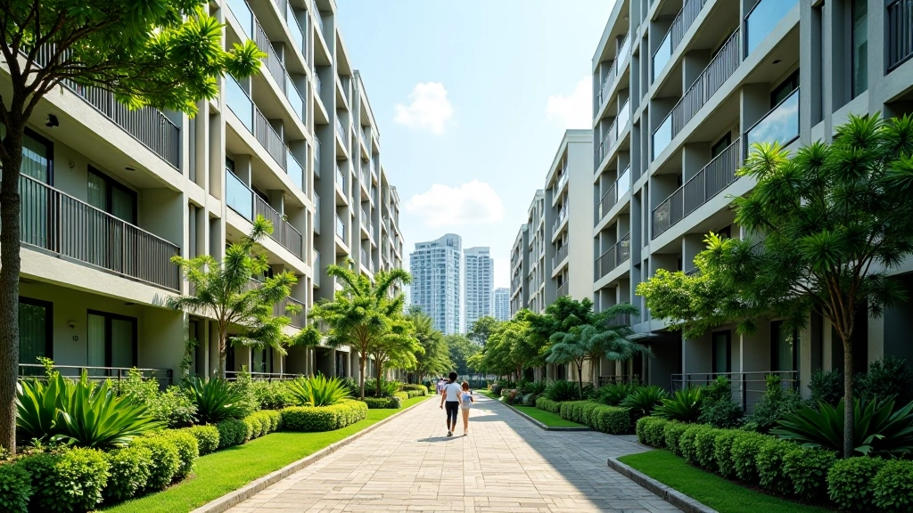 Modern HDB residential buildings in Punggol with green spaces and pathways